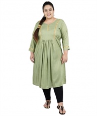 Fazzn Women`s Rayon Straight Kurti (Green)