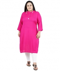 Fazzn Women`s Rayon Straight Kurti(Pink)