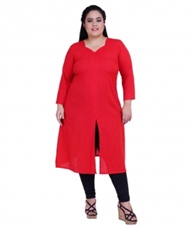 Fazzn Women`s Rayon Straight Kurti (Red)