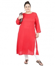 Fazzn Women`s Rayon Straight Kurti(Red)