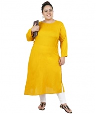 Fazzn Women`s Rayon Straight Kurti(Yellow)