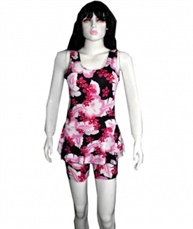 Floral Print Women Swim-dress Pink Swimsuit