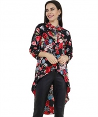 FLORAL PRINT WOMEN TUNIC (BLACK)