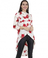 FLORAL PRINT WOMEN TUNIC (WHITE,RED)