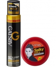 GATSBY SET & KEEP HAIR SPRAY EXTREME HOLD 250 ML WITH HAIR STYLING WAX POWER & SPIKES 75 Gm SPRAY (325 G)