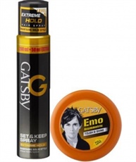 GATSBY SET & KEEP HAIR SPRAY EXTREME HOLD 250 ML WITH HAIR STYLING WAX TOUGH & SHINE 75 Gm SPRAY (325 G)