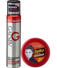 GATSBY SET & KEEP HAIR SPRAY SUPER HARD 250 ML WITH HAIR STYLING WAX POWER & SPIKES 75 Gm SPRAY (325 G)