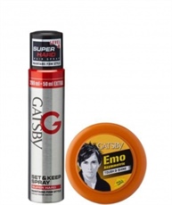 GATSBY SET & KEEP HAIR SPRAY SUPER HARD 250 ML WITH HAIR STYLING WAX TOUGH & SHINE 75 Gm SPRAY (325 G)