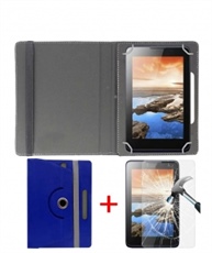 Hello Zone Exclusive 360Â° Rotating 7â€ Inch Flip Case Cover + Free Tempered Glass for I KALL N7 Dual Sim 3G Calling Tablet -Blue