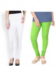 I KING CHURIDAR LEGGING (WHITE, LIGHT GREEN)