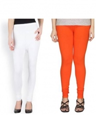 I KING CHURIDAR LEGGING (WHITE, ORANGE)