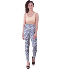 I KING LENGTH LEGGING (WHITE, FLORAL PRINT)