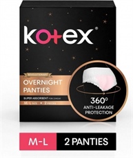 Kotex Overnight Panties -Periodwear for Sanitary Protection - M/L (2 count)