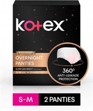 Kotex Overnight Panties -Periodwear for Sanitary Protection - S/M (2 count)