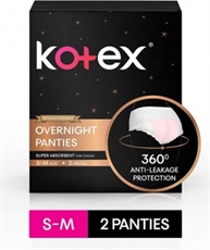 Kotex Overnight Panties -Periodwear for Sanitary Protection - S/M (2 count)