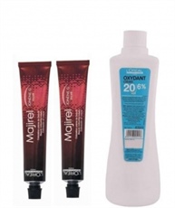 L`Oreal Majirel No. 3 Dark Brown With Oxydant Creme 20 Vol 6% Developer (Set Of 3) With Mixing Bowl & Brush