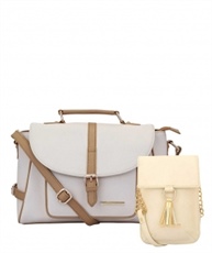 Lapis O Lupo Combo Blanche Women Handbag and Mobile Sling Bag (Off White,Off White)