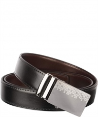 lfami Men`s Faux Leather Auto Lock Buckle Belt (Black/Brown, Free Size)