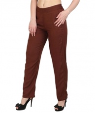 Makxziya Women`s Brown Regular Fit Rayon Trouser(Brown)