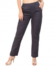 Makxziya Women`s Grey Regular Fit Cotton Trouser(Grey)