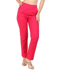 Makxziya Women`s Magenta Regular Fit Cotton Trouser(Magenta)