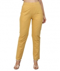 Makxziya Women`s Mustard Regular Fit Cotton Trouser(Mustard)