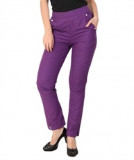 Makxziya Women`s Purple Regular Fit Cotton Trouser(Purple)