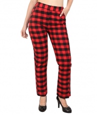 Makxziya Women`s Red Regular Fit Cotton Trouser