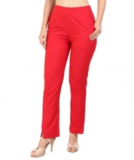 Makxziya Women`s Red Regular Fit Cotton Trouser(Red)