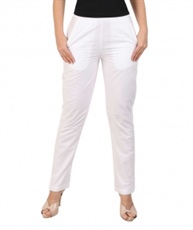 Makxziya Women`s White  Regular Fit Cotton Trouser(White)