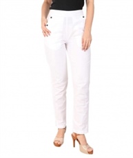 Makxziya Women`s White Regular Fit Rayon Trouser(White)