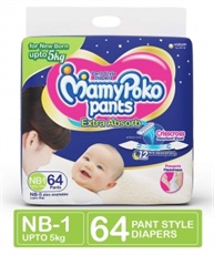 MamyPoko Pants Extra Absorb Diapers, New Born (Pack of 64)