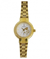 Maxima Gold Analog White Dial Women`s Watch - 22022CMLY