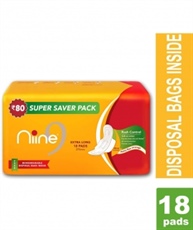 Nine Sanitary Pad Extra Long 18`s (SUPER SAVER PACK)