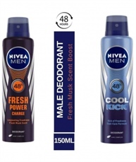 Nivea Fresh Power Charge Deodorant, 150ml and Nivea Cool Kick 48 Hour Deodorant for Men, 150ml