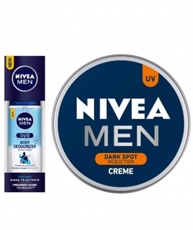 NIVEA MEN Body Deodorizers, Duo Active Fresh, Gas Free,100ml and NIVEA MEN Cream, Dark Spot Reduction, 150ml