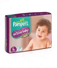 Pampers Active Baby Diapers, Large (78 Count)