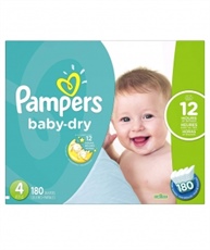 Pampers Baby Dry Diapers Size 4 Economy Pack Plus 180 Count