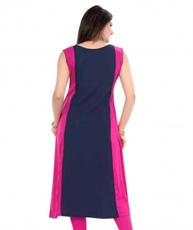 Plus Size Kurtis Designer Pink and Navy-Blue Rayon A-LIINE Kurti