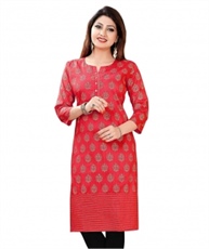 Plus Size Printed Kurti for Womens Red