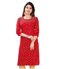 Plus Size Printed Kurti for Womens Red