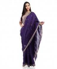 Pure Cotton Handloom Purple Saree With Jamdani Woven(COLOUR : PURPLE)