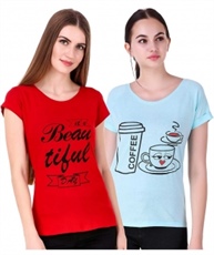 Romaisa Combo of 2 Casual/Western, Printed, Cotton t-Shirt Tops