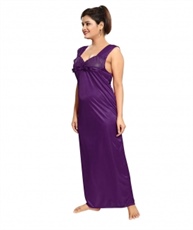 Romaisa Women`s Satin Nightwear Set of 4 Pcs Nighty, Wrap Gown, Top, Capri (Size - Small, Medium, Large) (Pack of 4) COLOUR : WINE