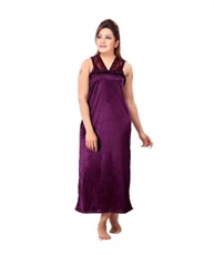 Romaisa Women`s Satin Nighty, Wrap Gown, Top, Pajama, Bra and Thong (Free Size) (Pack of 6) COLOUR : WINE