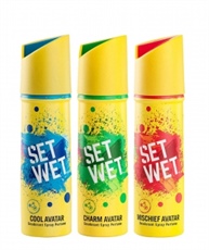 Set Wet Deodorant Spray Perfume, 150ml (Cool, Charm and Mischief Avatar, Pack of 3)