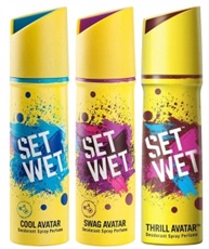 Set Wet Deodorant Spray Perfume, 150ml (Cool, Swag and Thrill Avatar, Pack of 3)