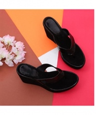 Sindhi Footwear Women`s Black Synthetic Leather Sandals