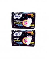 Sofy Body Fit Overnight Sanitary Napkin - 20 Pieces (Pack of 2, Extra Large (XXL))