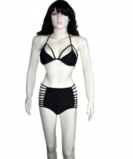 Solid Women Bikini Black Swimsuit